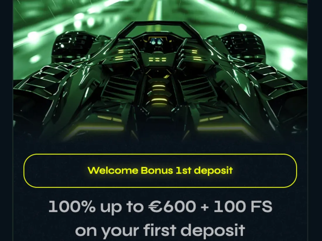 Image of a futuristic green racing car from Nitrobet welcome bonus promo.