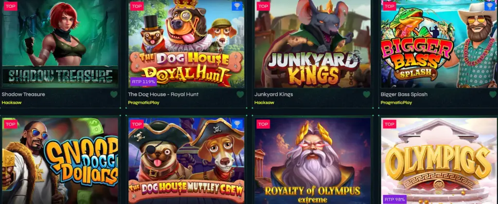 Grid of game thumbnails showing popular titles. 