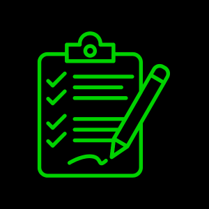 Green checklist icon with a pencil, representing accepting terms and conditions.