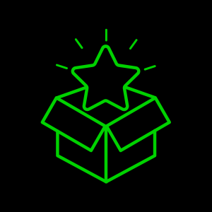 A gift box with a star icon above it, symbolizing a special or exciting prize ready to be unwrapped.