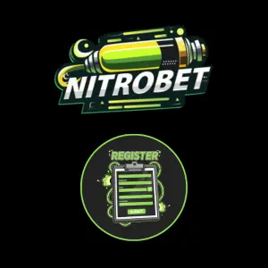 Nitrobet Casino logo above a circular register icon showing a checklist form, indicating account registration.